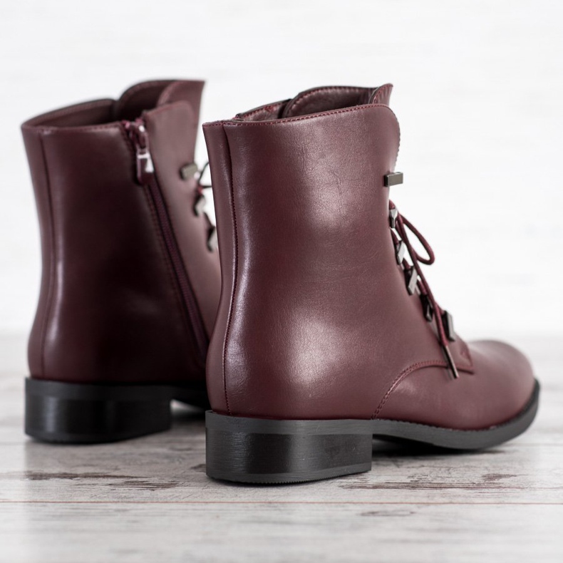 SHELOVET Botas bordô clássicas vermelho 1