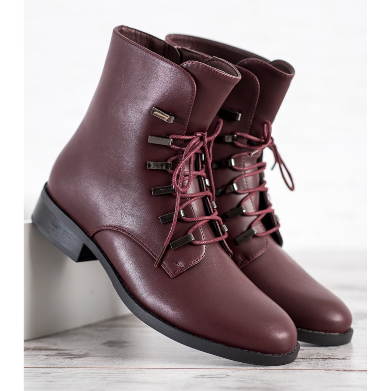 SHELOVET Botas bordô clássicas vermelho 2