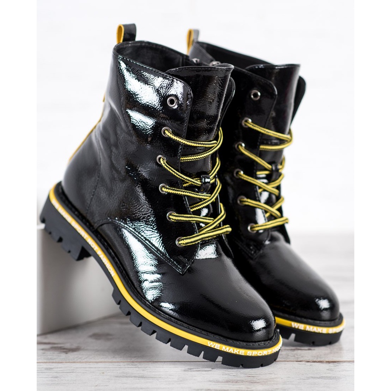 Goodin Trappers envernizados preto amarelo 2