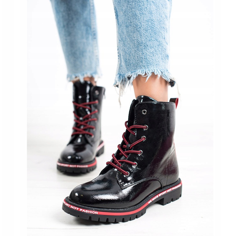 Goodin Trappers envernizados preto vermelho 1