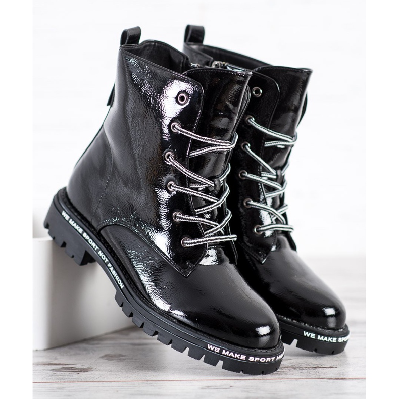 Goodin Trappers envernizados branco preto 2