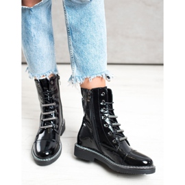 Goodin Botas Lacadas com Rendas preto 1