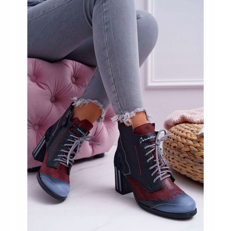 Botas femininas de couro maciejka pretas 03190 preto multicolorido 2