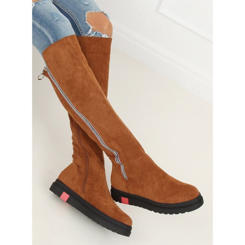 Botas de camelo rasas NS136P Camel marrom 2