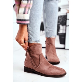 Botas de cowboy femininas com salto plano Khaki Plemmi bege 1