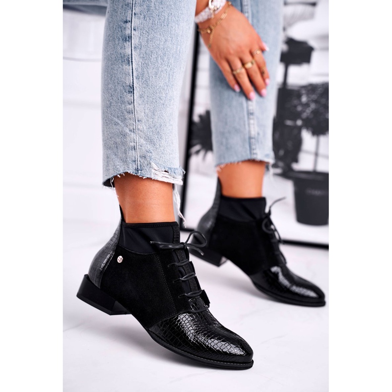 Botas femininas de couro maciejka preto 04744-20 1