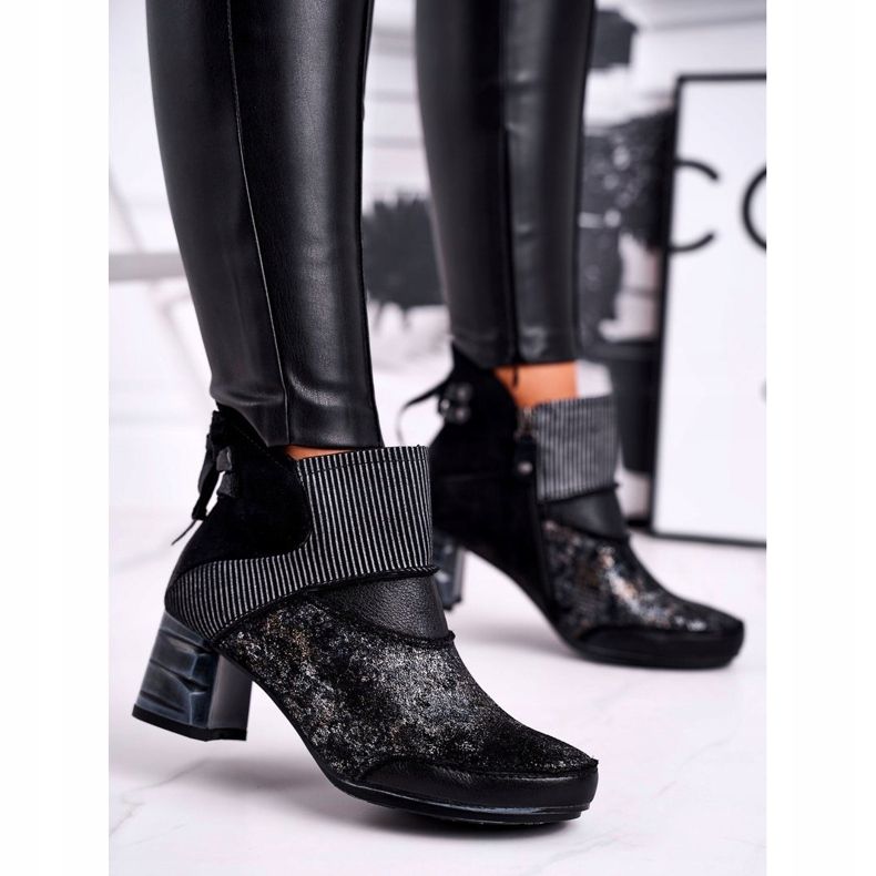 Botas quentes de couro feminino Maciejka azul marinho 03790-20 1