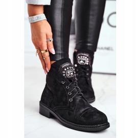 Botas quentes femininas em camurça cristais pretos Hondus 1