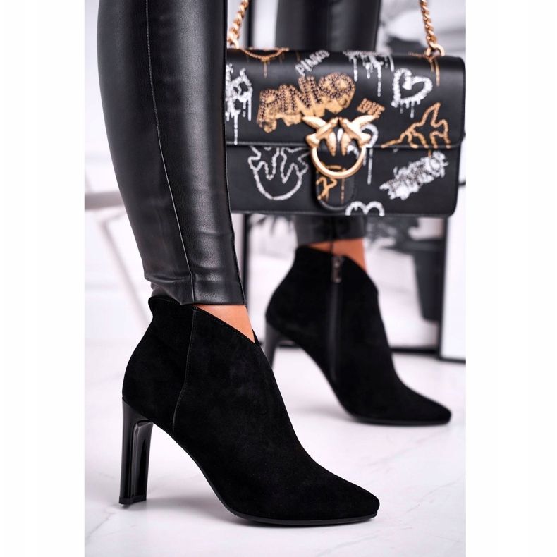 Botas femininas de salto alto Laura Messi Black 2200 preto 1