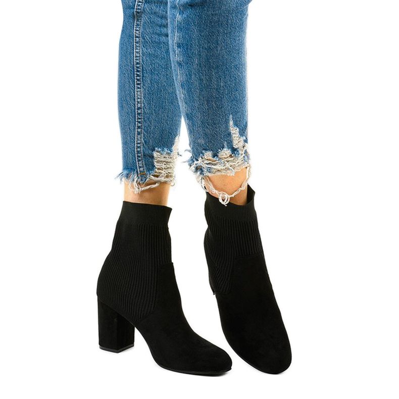 Botas pretas femininas com meia Uhrrelle preto 1 Botas pretas femininas com meia Uhrrelle preto 1