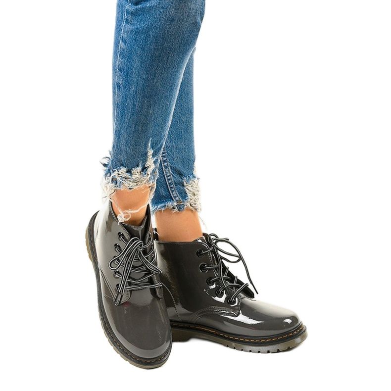 Botas de couro cinza TL143-7 1