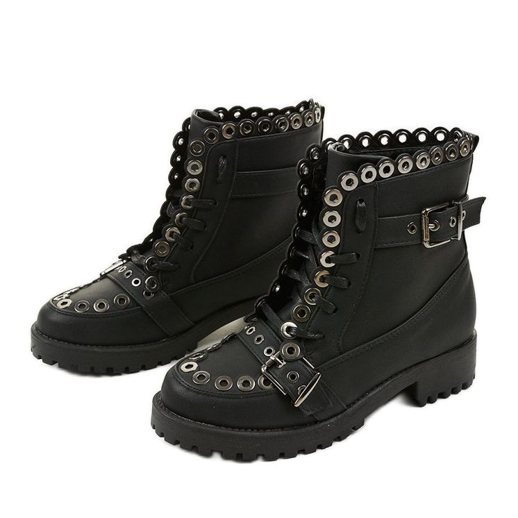 Botas pretas isoladas com fivela 1370-1 preto 2