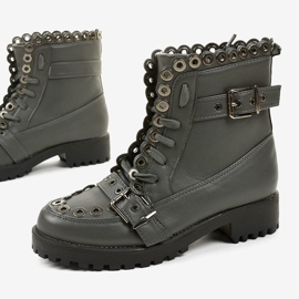 Botas isoladas cinza com fivela 1370-5 1