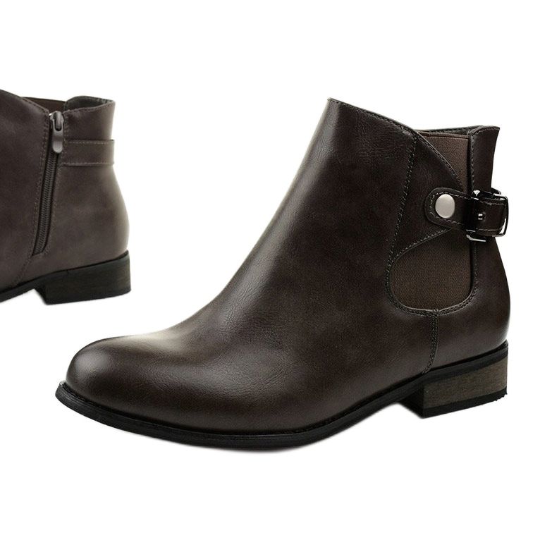 Botins achatados cinza com elástico e zíper 20Y8035-1 1