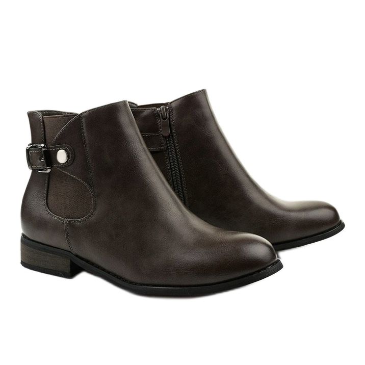 Botins achatados cinza com elástico e zíper 20Y8035-1 2