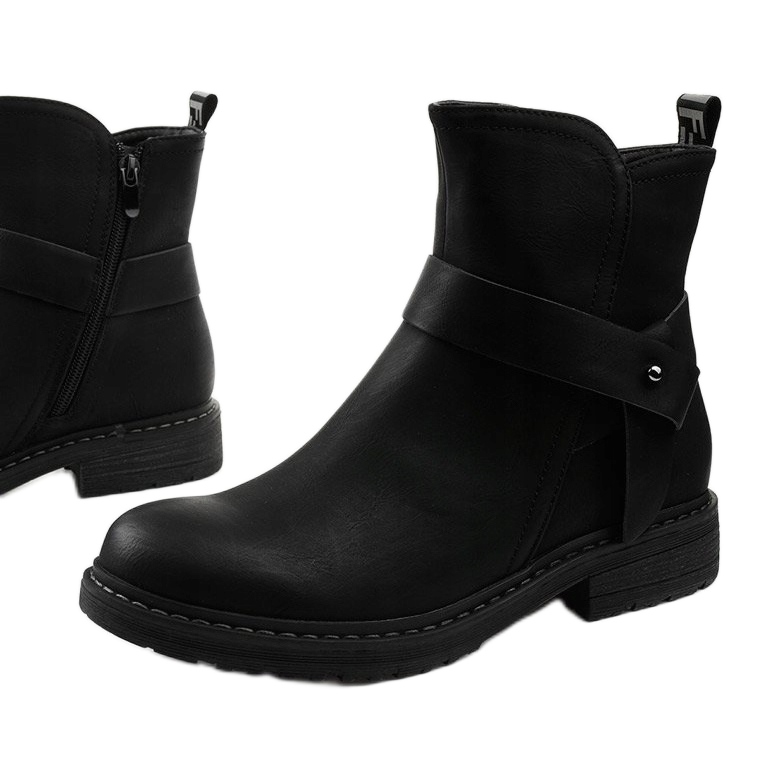 Botas rasas femininas pretas com zíper Graybane preto 1