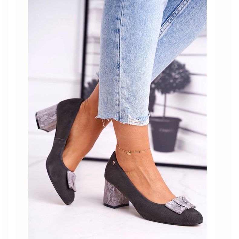 Bombas femininas Maciejka camurça grafite 3356A-43 / 00-1 multicolorido 2