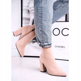 FW1 Botas femininas em camurça de salto alto Tubarões bege 2