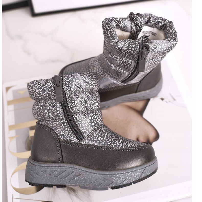 Botas de lã infantil para neve quente Cruella cinza 1