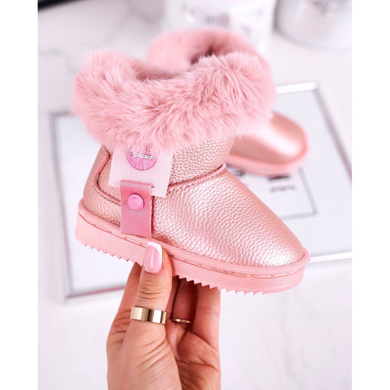Apawwa Botas de neve infantil Marella rosa quente com pele 2