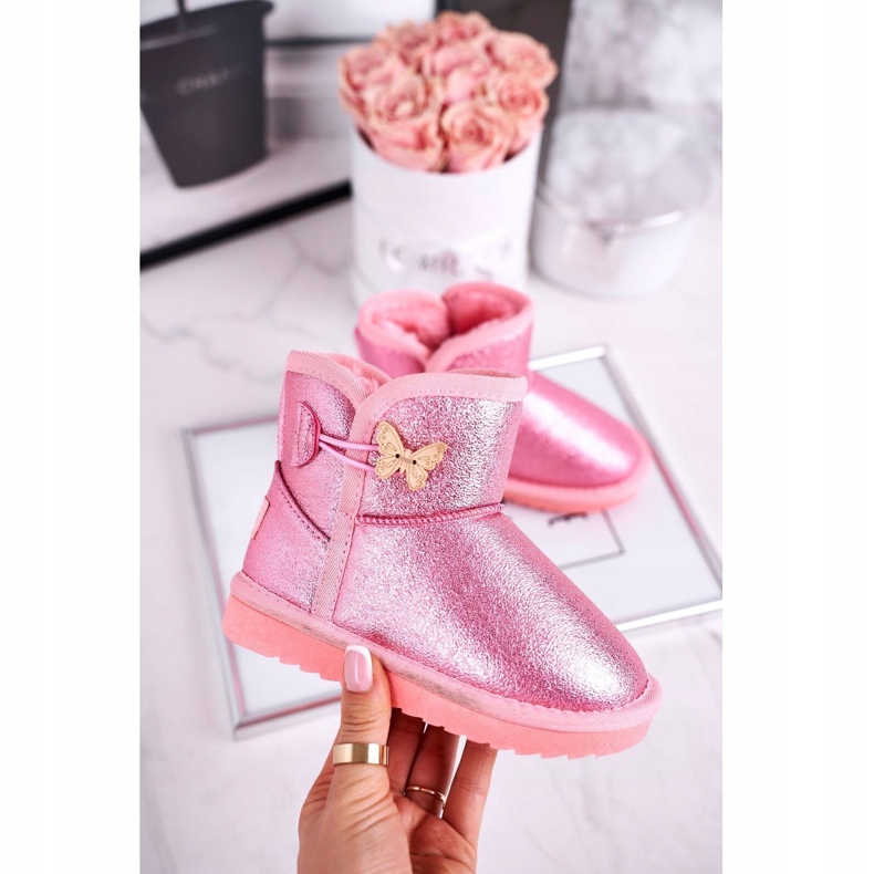 Apawwa Botas de neve quentes para crianças com um Cosmic rosa borboleta 1