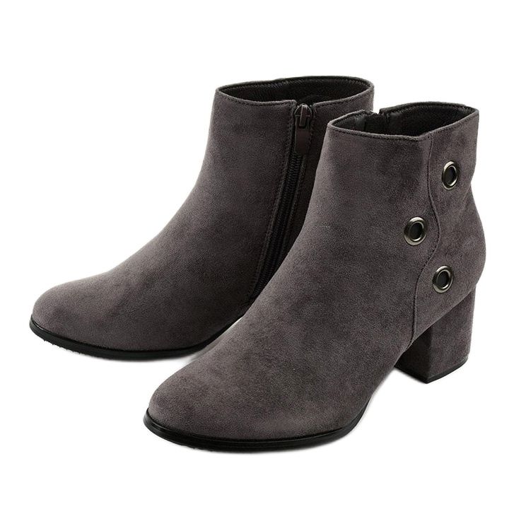 Botas cinza no poste de eco-camurça A8163-3 / A 2