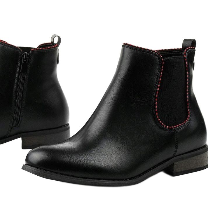 Botas pretas rasas Chelsea com elástico 20Y8031-1 preto 1 Botas pretas rasas Chelsea com elástico 20Y8031-1 preto 1