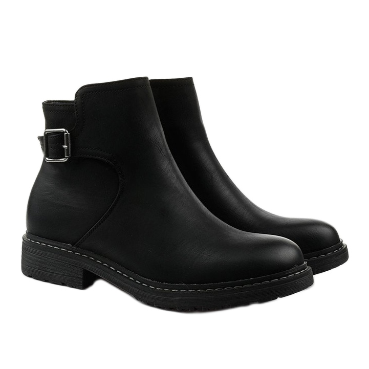 Botas pretas planas isoladas Woodbreath preto 2