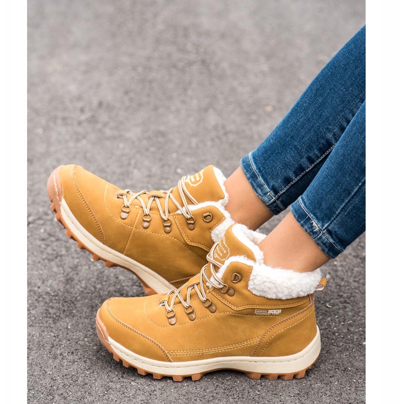 Ax Boxing Sapatos de trekking com pele de carneiro amarelo 1