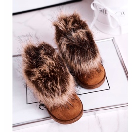 FRROCK Botas de neve com pele de camelo pequena raposa bege amarelo 1