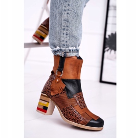 Botas de couro femininas Maciejka Rude 04635-29 castanho multicolorido 1
