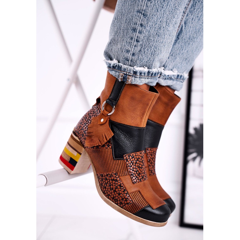 Botas de couro femininas Maciejka Rude 04635-29 marrom multicolorido 2
