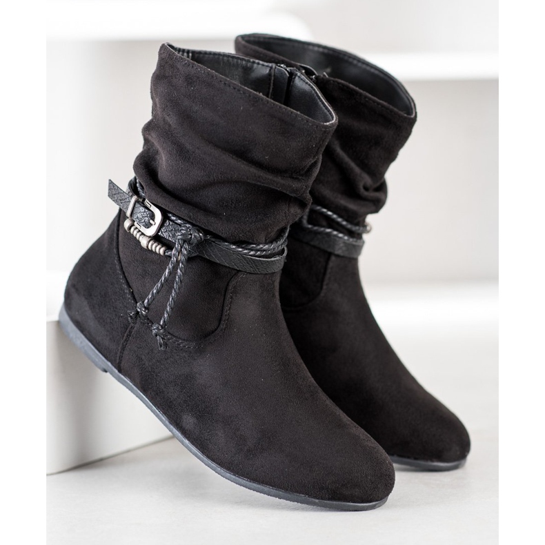 SHELOVET Botas de camurça elegantes preto 2