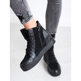 Bestelle Sapatos de cunha confortáveis preto 1