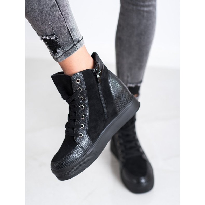 Bestelle Sapatos de cunha confortáveis preto 1