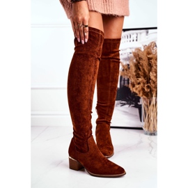 FRBS Botas femininas de cano alto até o joelho eco-camelo índigo multicolorido 1 FRBS Botas femininas de cano alto até o joelho eco-camelo índigo multicolorido 1