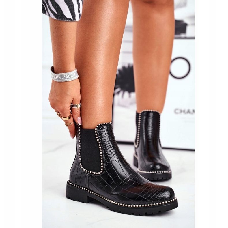 Botas femininas Chelsea botas Warm Black Elvina preto 1