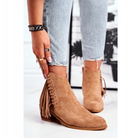 Botas femininas de salto alto e botas de caubói com franjas Khaki Mirage cáqui 1