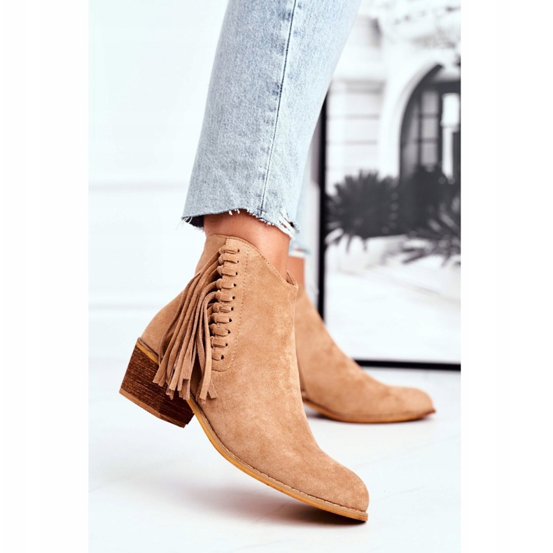 Botas femininas de salto alto e botas de caubói com franjas Khaki Mirage cáqui 2 Botas femininas de salto alto e botas de caubói com franjas Khaki Mirage cáqui 2