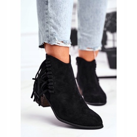 Botas femininas de salto alto com franjas Botas de cowboy pretas Mirage preto 2