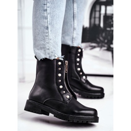 Botas quentes femininas pretas hipnotizadas com zíper na frente preto 1