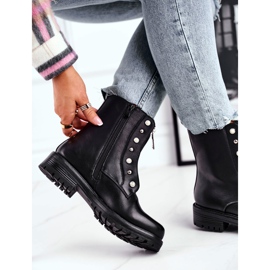Botas quentes femininas pretas hipnotizadas com zíper na frente preto 2