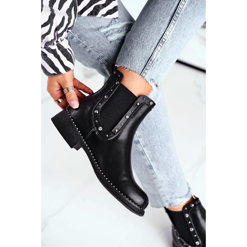 Botas pretas femininas botas Jodhpur visíveis preto 2