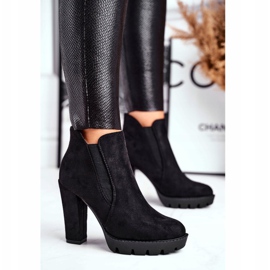 Botas femininas com salto no calcanhar Eco-camurça preta Berry preto 1 Botas femininas com salto no calcanhar Eco-camurça preta Berry preto 1