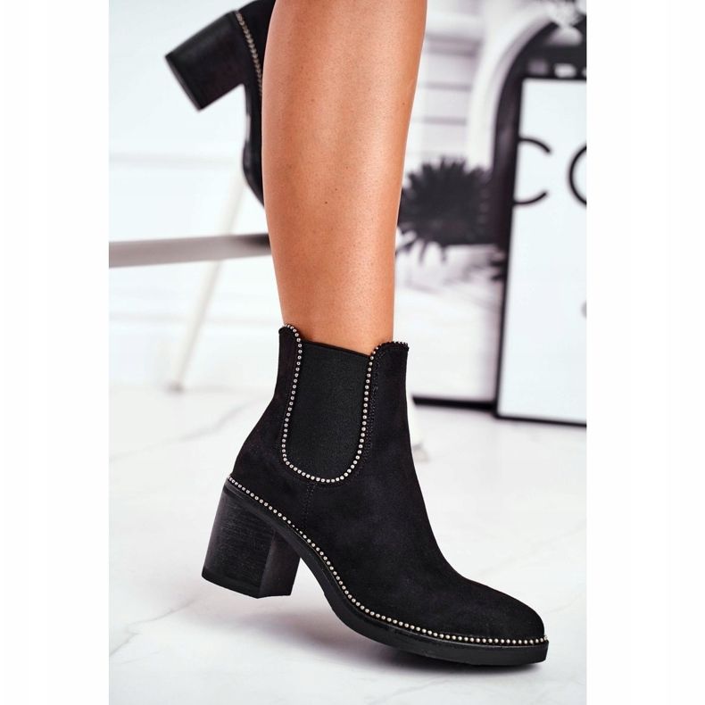 Botas femininas de salto alto pretas Deixe-me preto 1