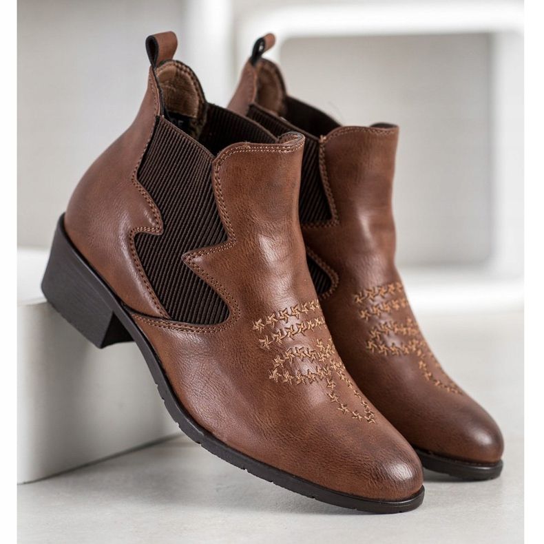 Weide Botas de couro ecológico marrom 1