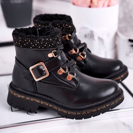 Botas infantis Black Rhythm com pele de carneiro preto 1