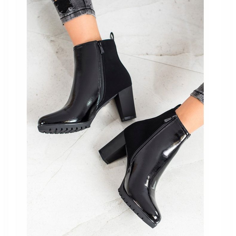 Gogo Botas de couro envernizado preto 2