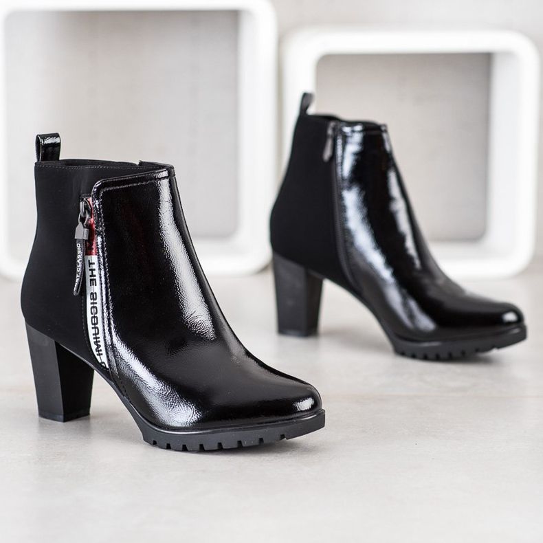 Gogo Botas de couro envernizado preto 1