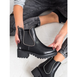 SHELOVET Botas Chelsea com zircônia cúbica preto 2